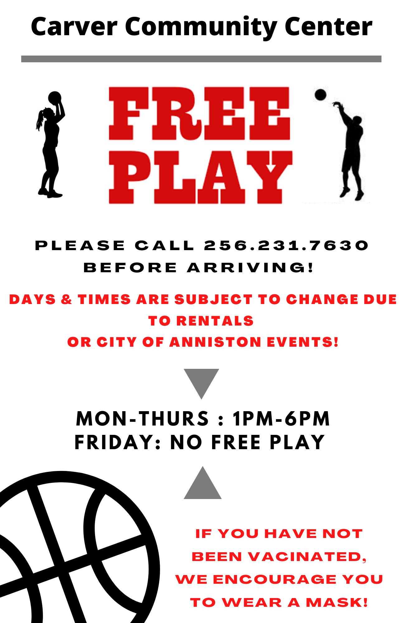 Free Play at the Carver Community Center! - The City of Anniston